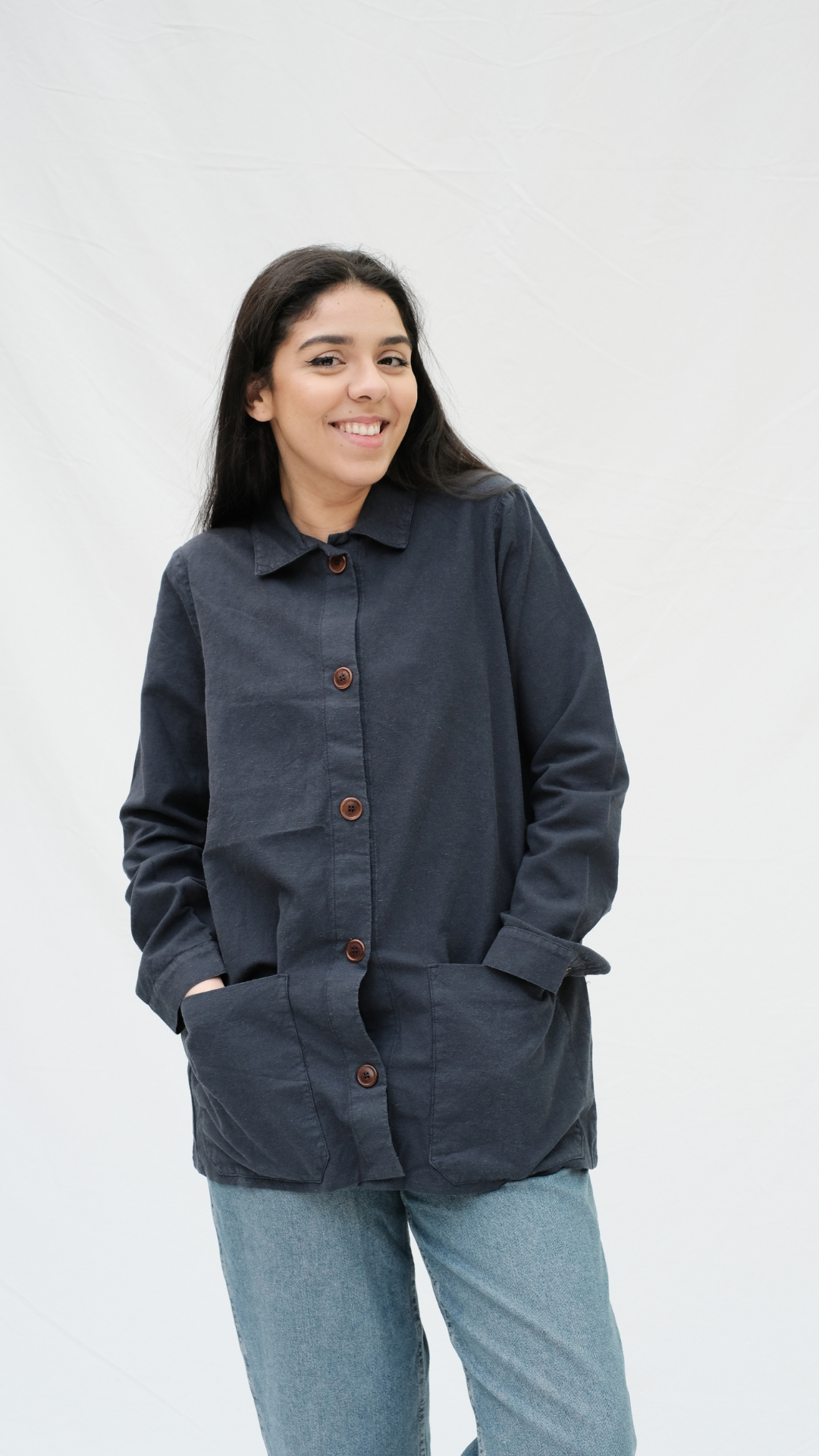 Item #59 - NIKKI Hemp Jacket in Hemp and Cotton - Navy Blue