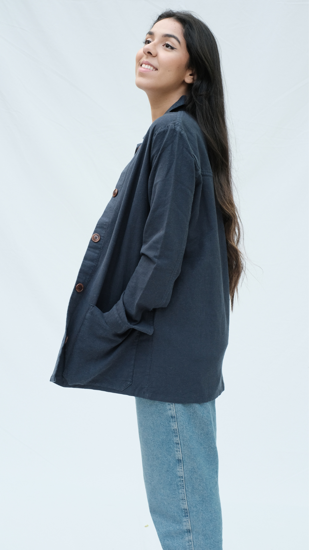 Item #59 - NIKKI Hemp Jacket in Hemp and Cotton - Navy Blue