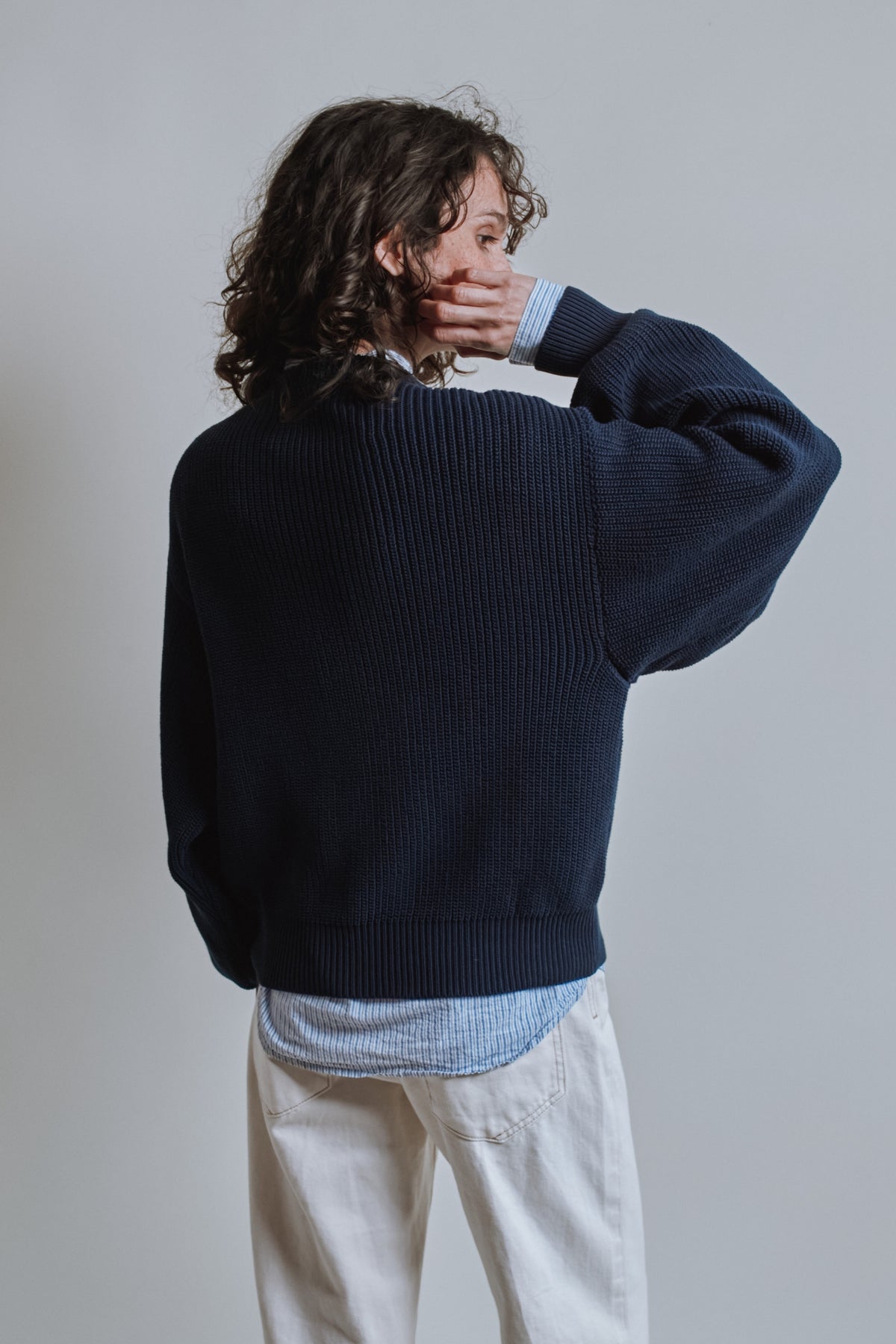 CLEMENTINE Batwing Sweater in Organic Cotton - Navy