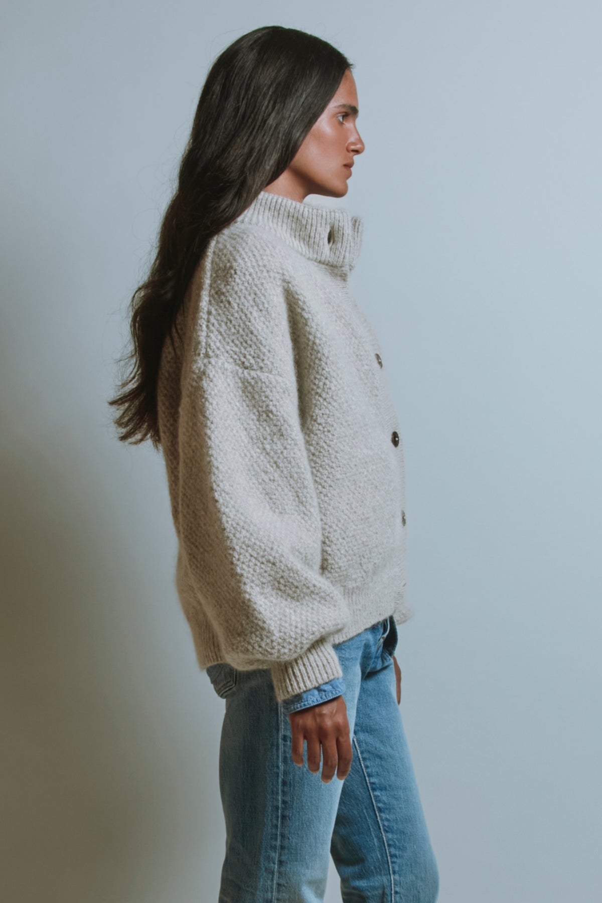 GEORGE high-neck jacket in merino-mohair wool, beige – view 4