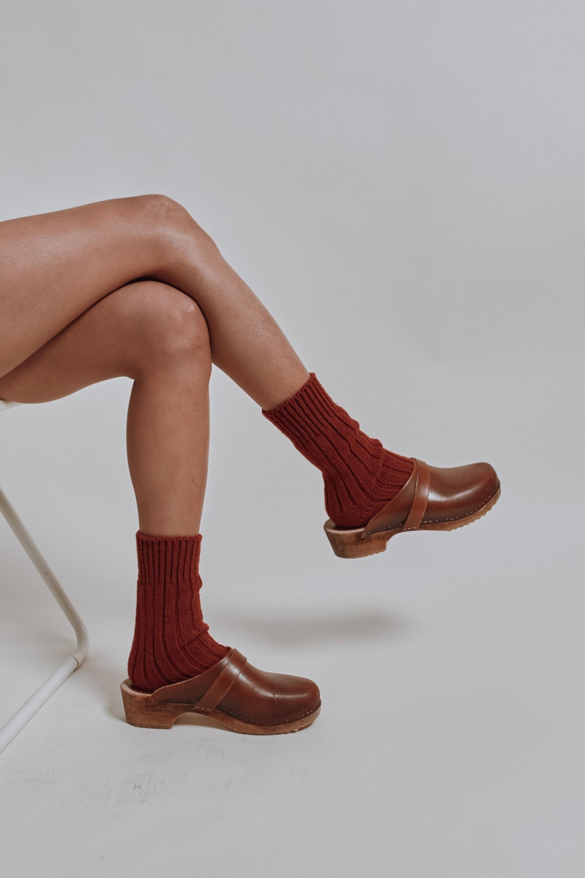 BERTHE Chaussettes en laine - Brique