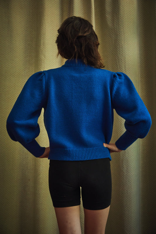 Francoise Cardigan- 100% Cruelty Free Merino Wool klein blue Spanish Merino Wool sweater - L'Envers