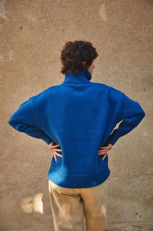 THERESE Sweater - 100% Cruelty Free Merino Wool in klein blue Spanish Merino Wool sweater - L'Envers