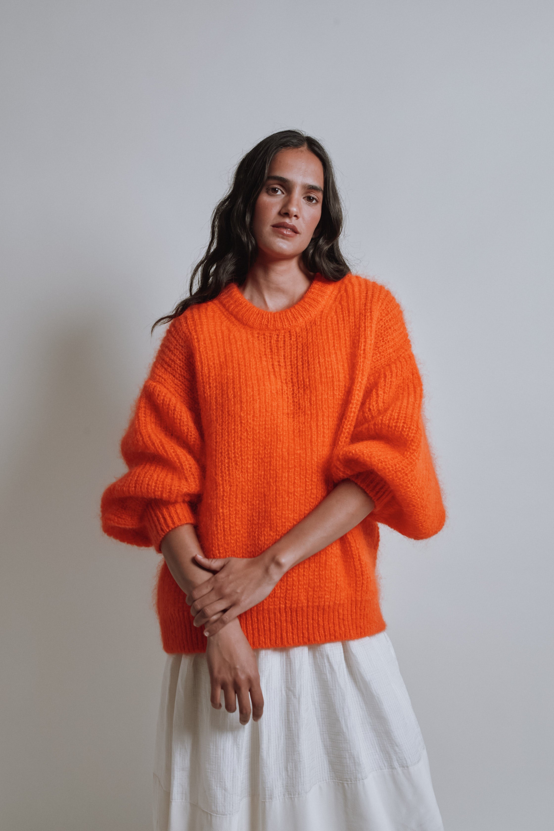 Pull en mohair LUCIE par Marie Courroy x L'Envers - Orange