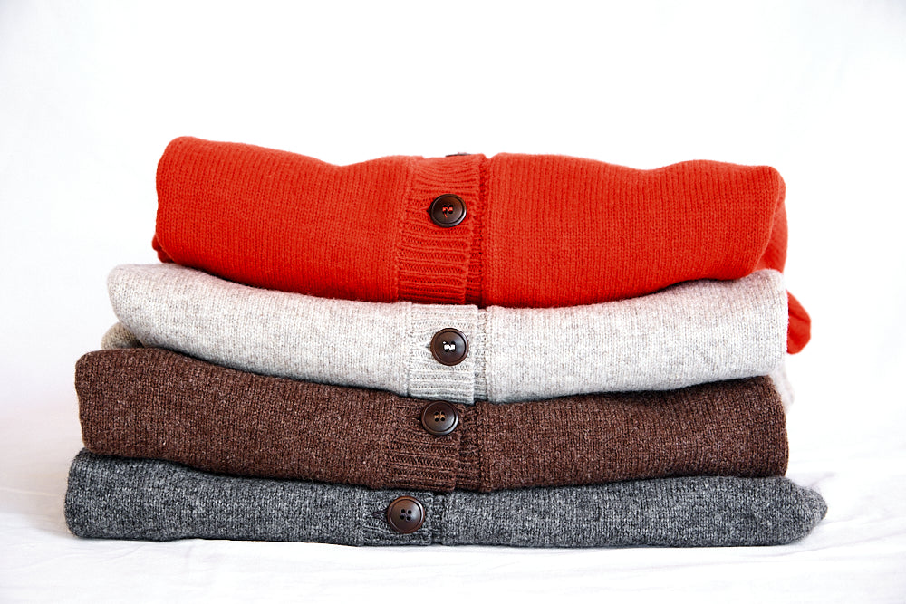 SANDRA Funnel-Neck Cardigan in Merino Wool - Beige