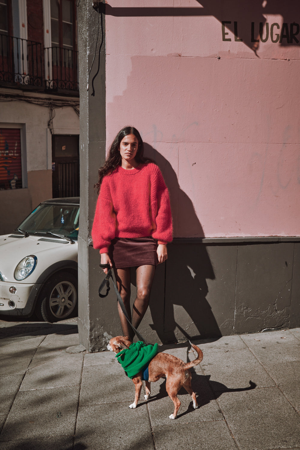 LUCIE Batwing Sweater in Mohair Wool - Coral