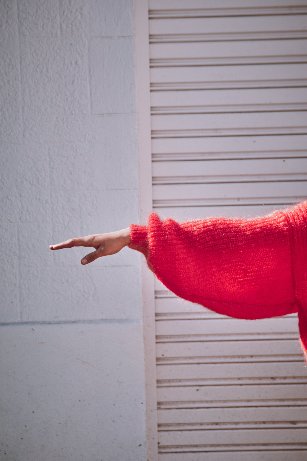 LUCIE Batwing Sweater in Mohair Wool - Coral