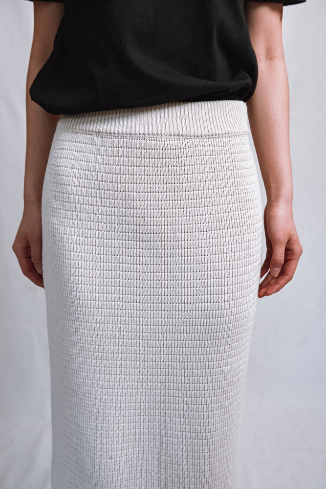 Item #474 - CECILE Straight Midi Skirt in Organic Cotton - Off-white