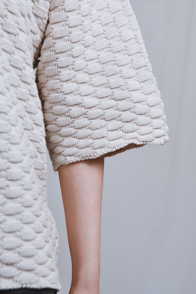 Item #478 - SIDONIE Basketweave-Knit Tee in Organic Cotton - Off-White