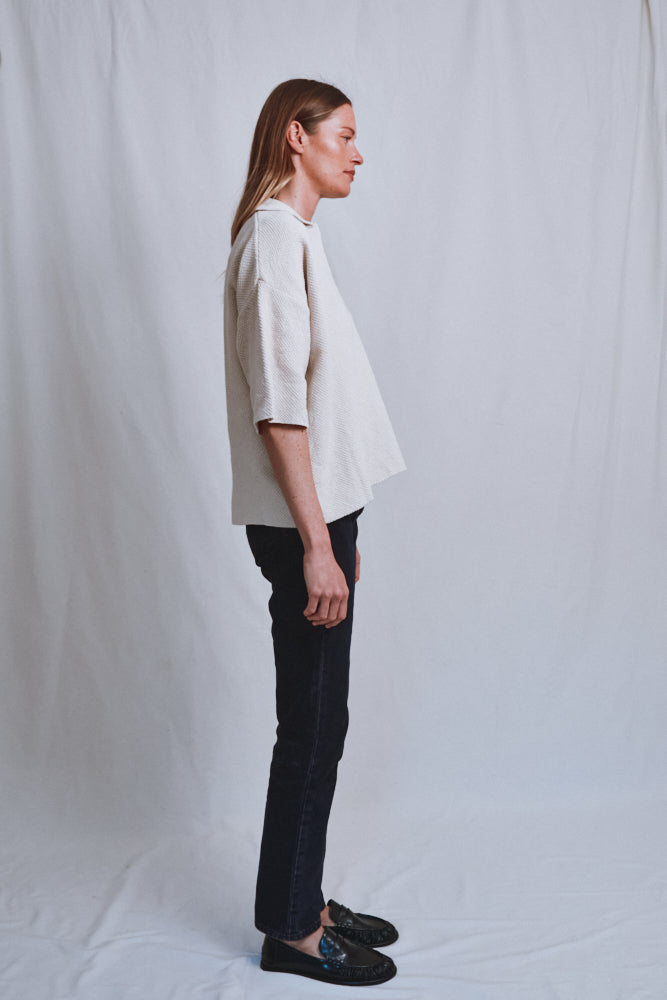Item #480 - LILI Oversize Polo Shirt in Organic Cotton - Off-White