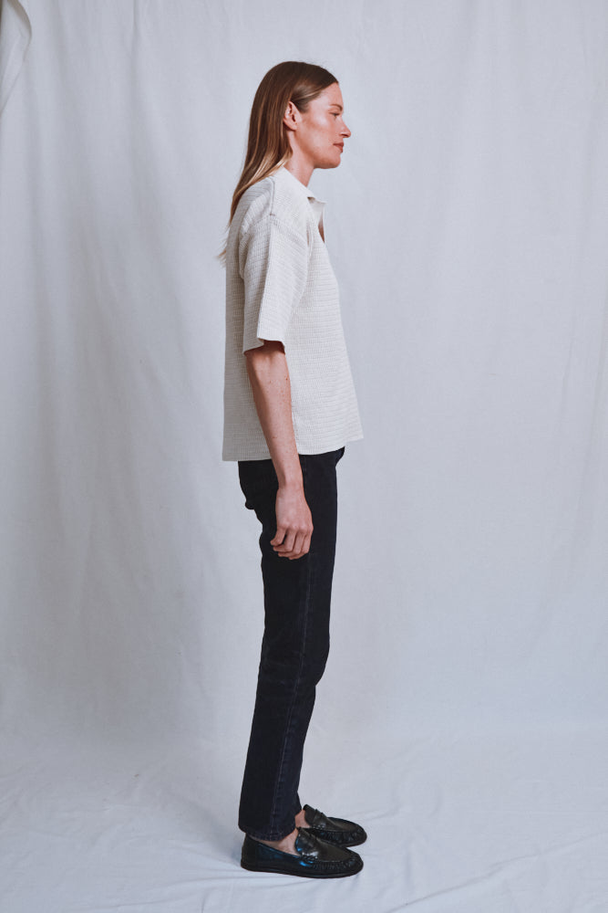 Item #481 - LILI Oversize Polo Shirt in Organic Cotton - Off-White