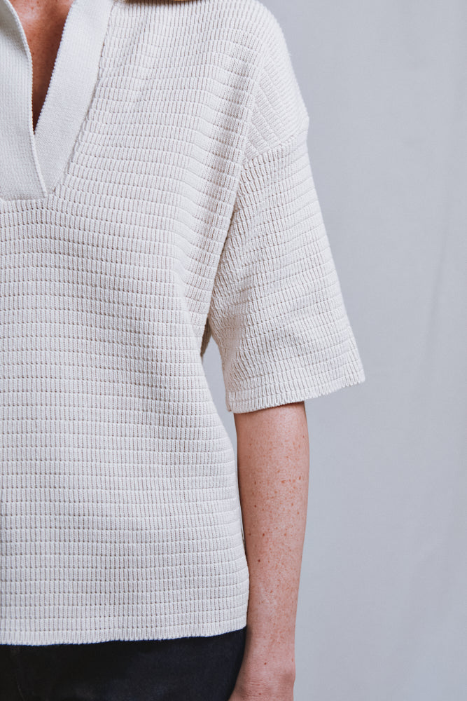 Item #481 - LILI Oversize Polo Shirt in Organic Cotton - Off-White
