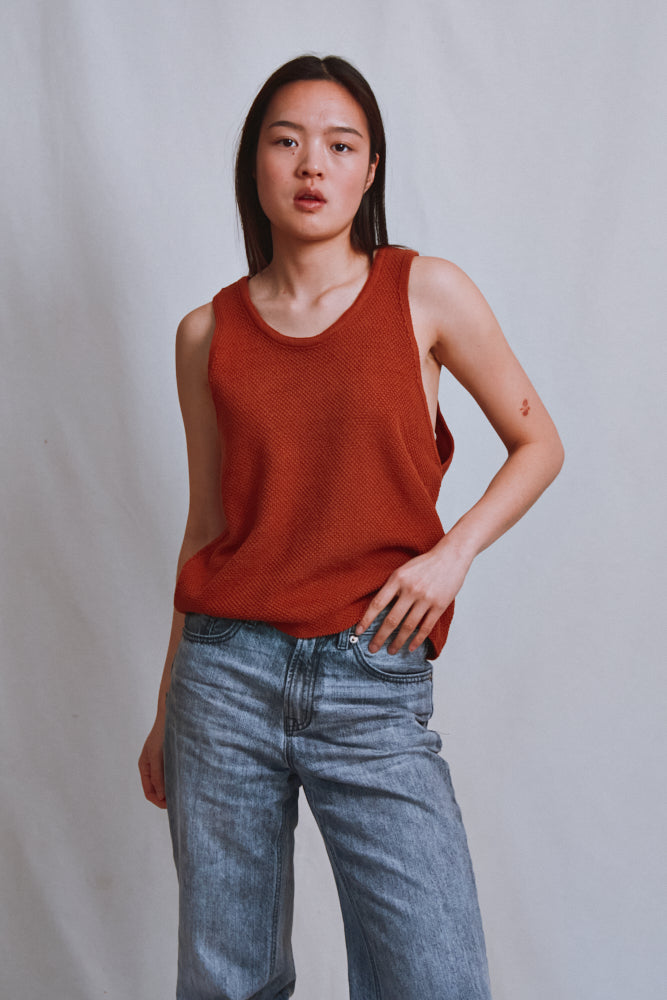 Item #497 - LARA Tank Top in Organic Cotton - Earth Red