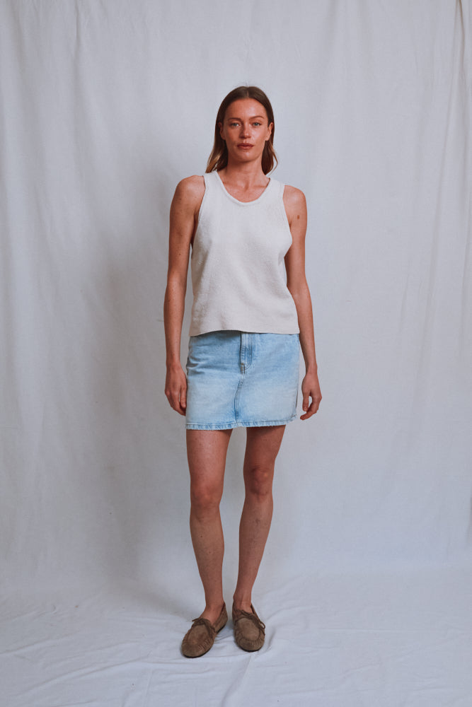 Item #498 - LARA Tank Top in Organic Cotton - Off-white