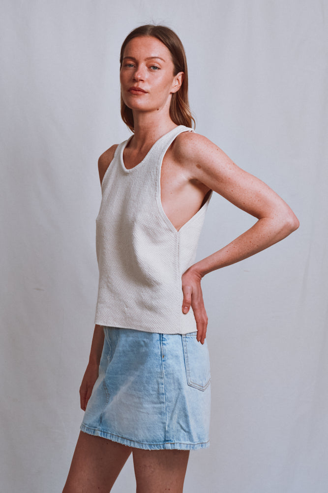 Item #498 - LARA Tank Top in Organic Cotton - Off-white