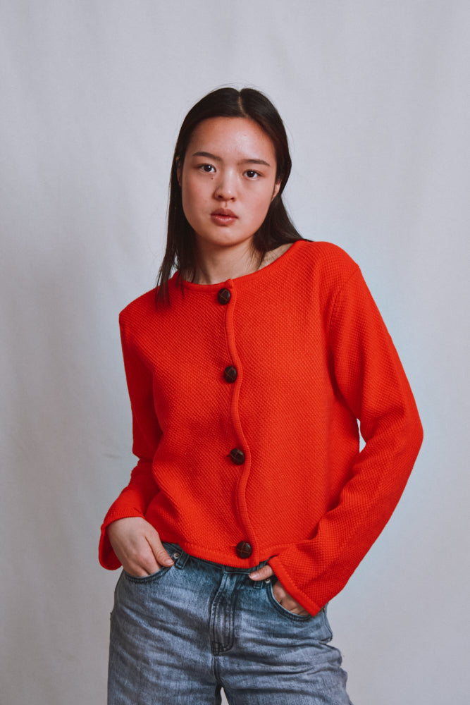 Référence n° 500 - Veste courte EMILIE en coton biologique - Rouge