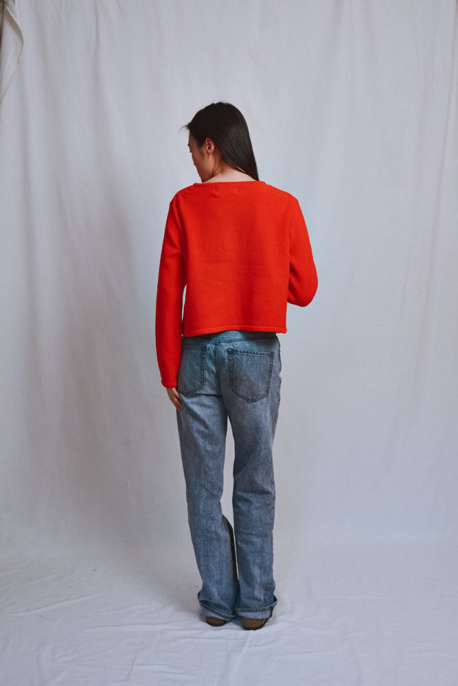 Référence n° 500 - Veste courte EMILIE en coton biologique - Rouge