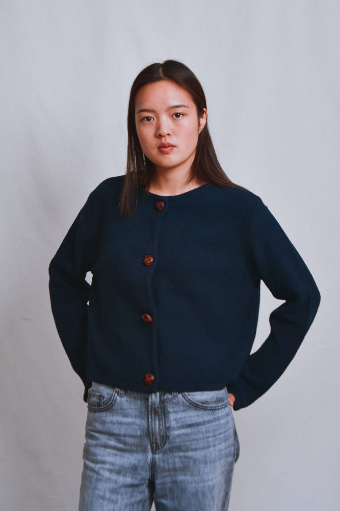 Item #502 - EMILIE Short Jacket in Organic Cotton - Navy