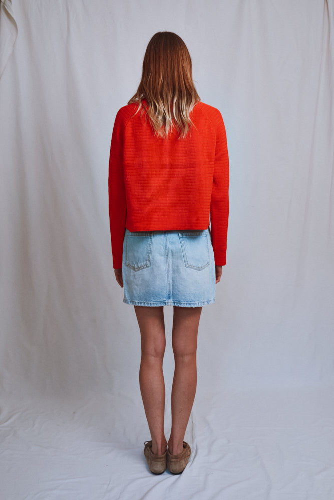 Référence n° 509 - Cardigan court VALÉRIE en coton biologique - Rouge