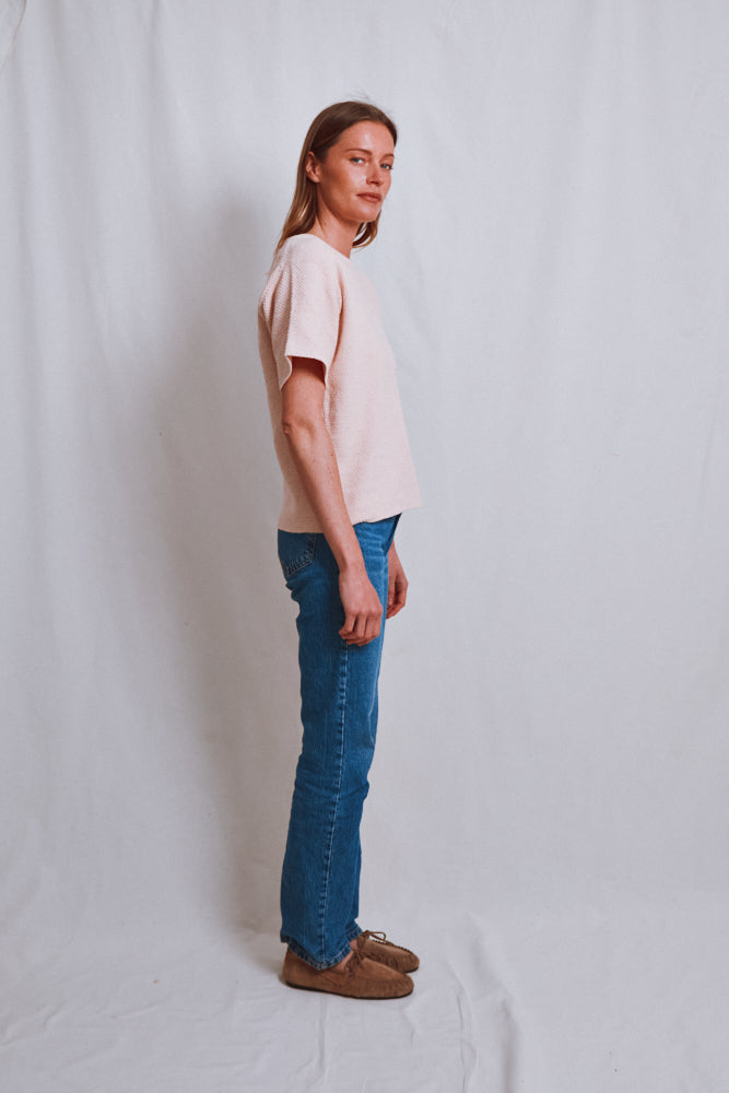 Item #513 - LÉA Short-Sleeve Tee in Organic Cotton - Powder Pink