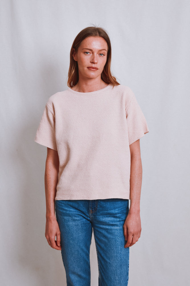 Item #513 - LÉA Short-Sleeve Tee in Organic Cotton - Powder Pink