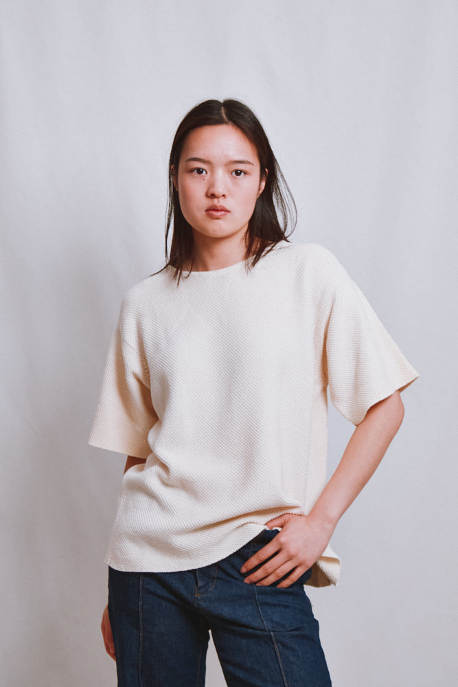 Item #514 - LÉA Short-Sleeve Tee in Organic Cotton - Off-White