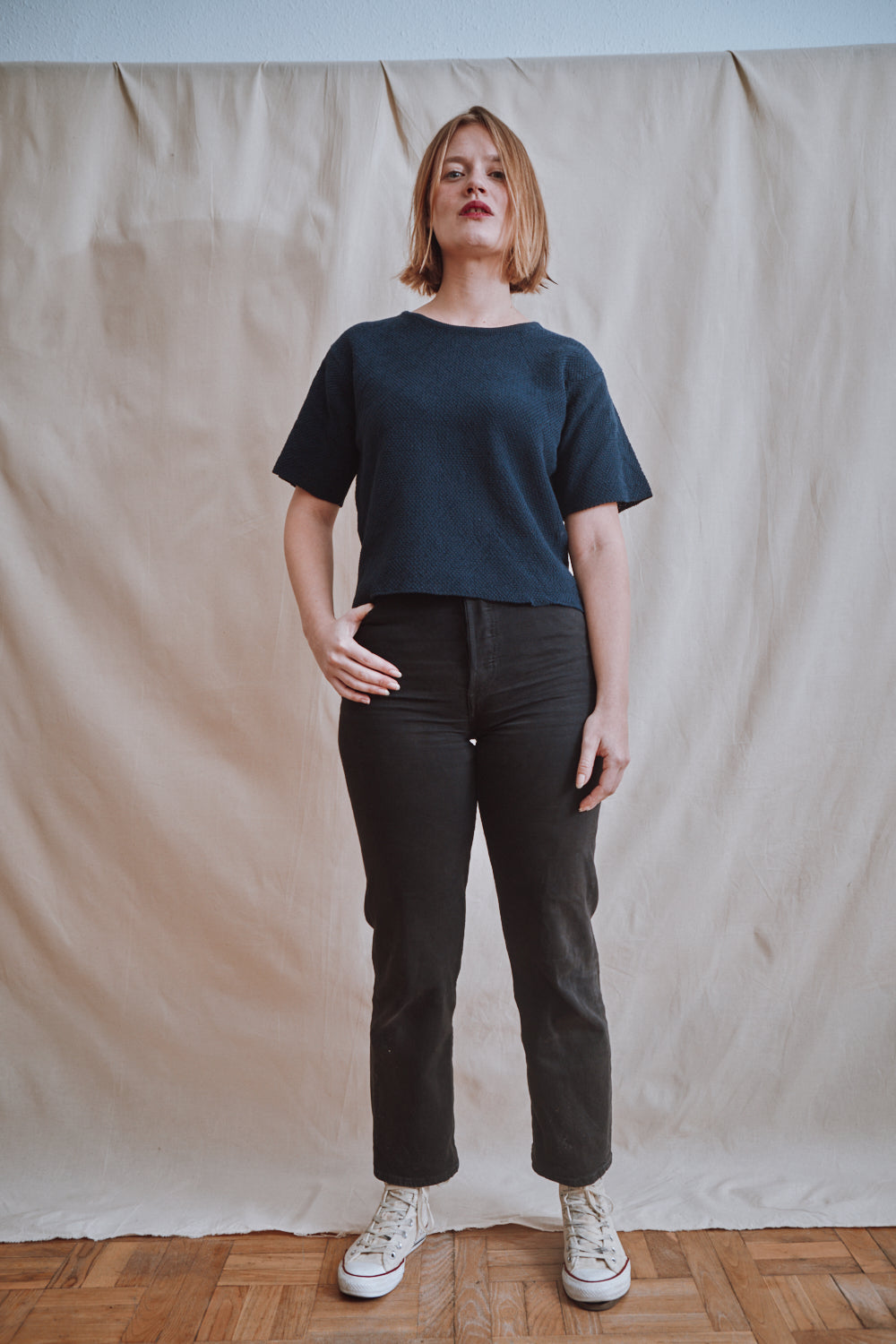 Item #311 - LÉA Short-Sleeve Tee in Organic Cotton - Navy