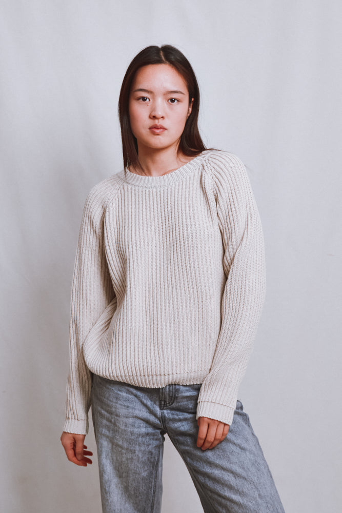 Référence n° 522 - Pull raglan BRIGITTE en coton biologique - écru