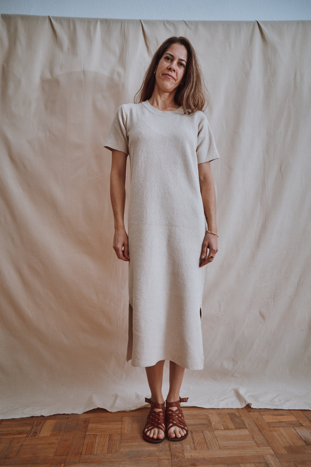 Référence n° 316 - Robe t-shirt CARLA en coton biologique - écru