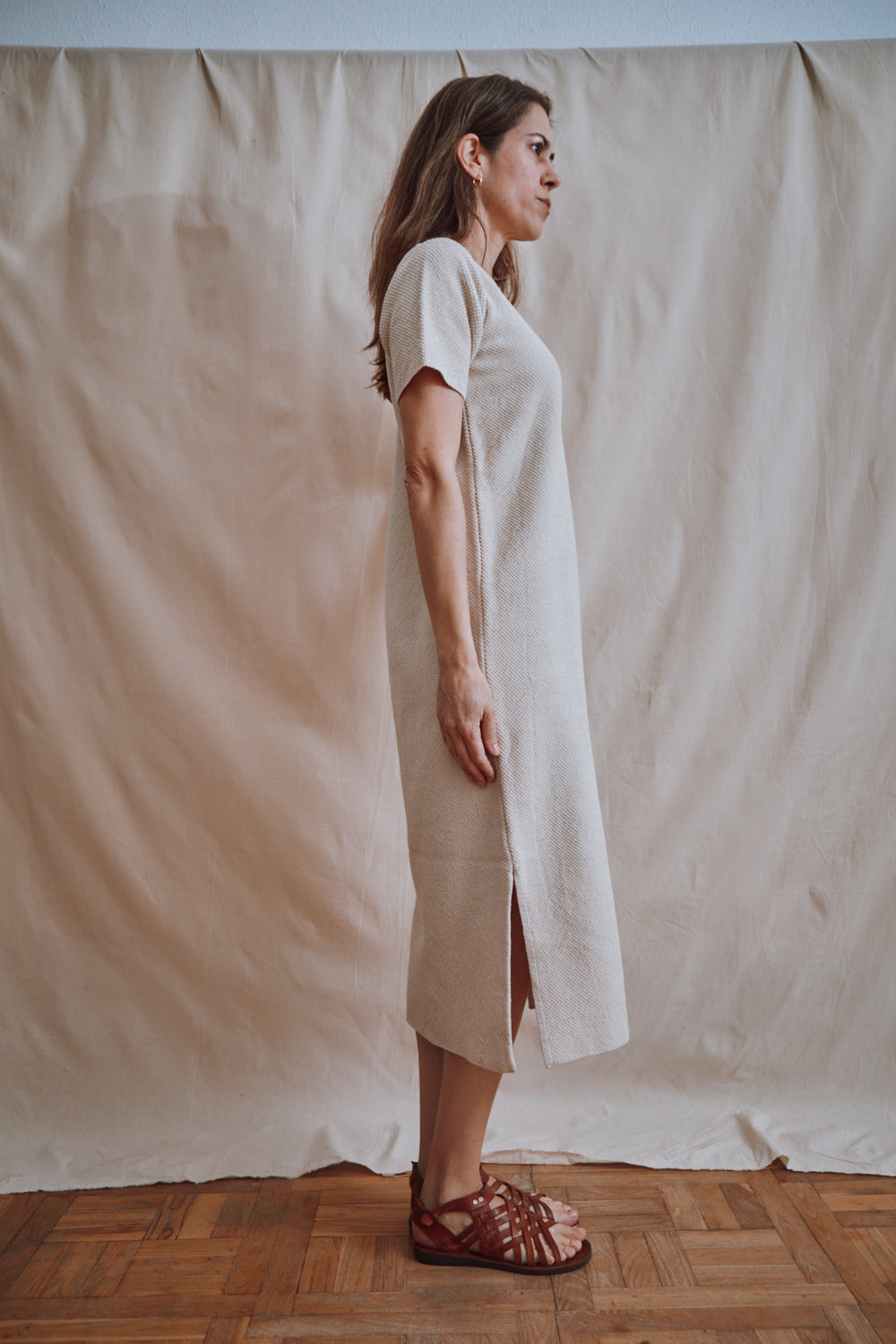 Référence n° 316 - Robe t-shirt CARLA en coton biologique - écru