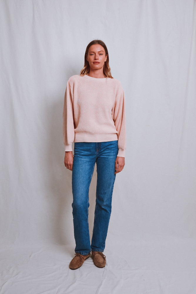 Item #525 - CLEMENTINE Batwing Sweater in Organic Cotton - Powder Pink