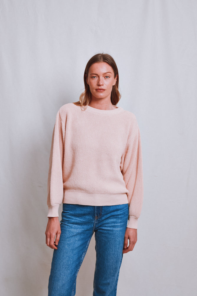 Item #525 - CLEMENTINE Batwing Sweater in Organic Cotton - Powder Pink
