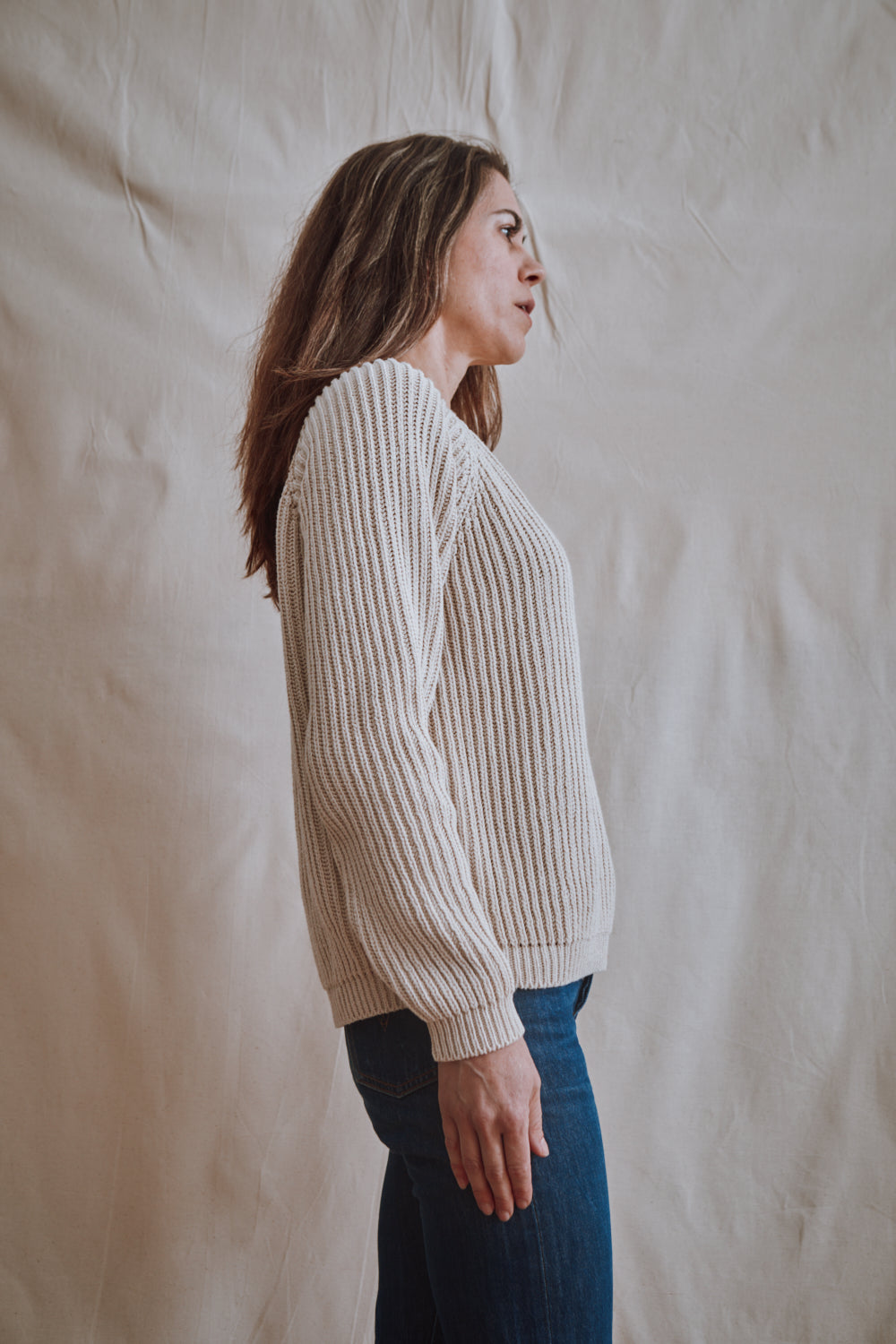 Item #318 - BRIGITTE Raglan Sweater in Organic Cotton - Off-White