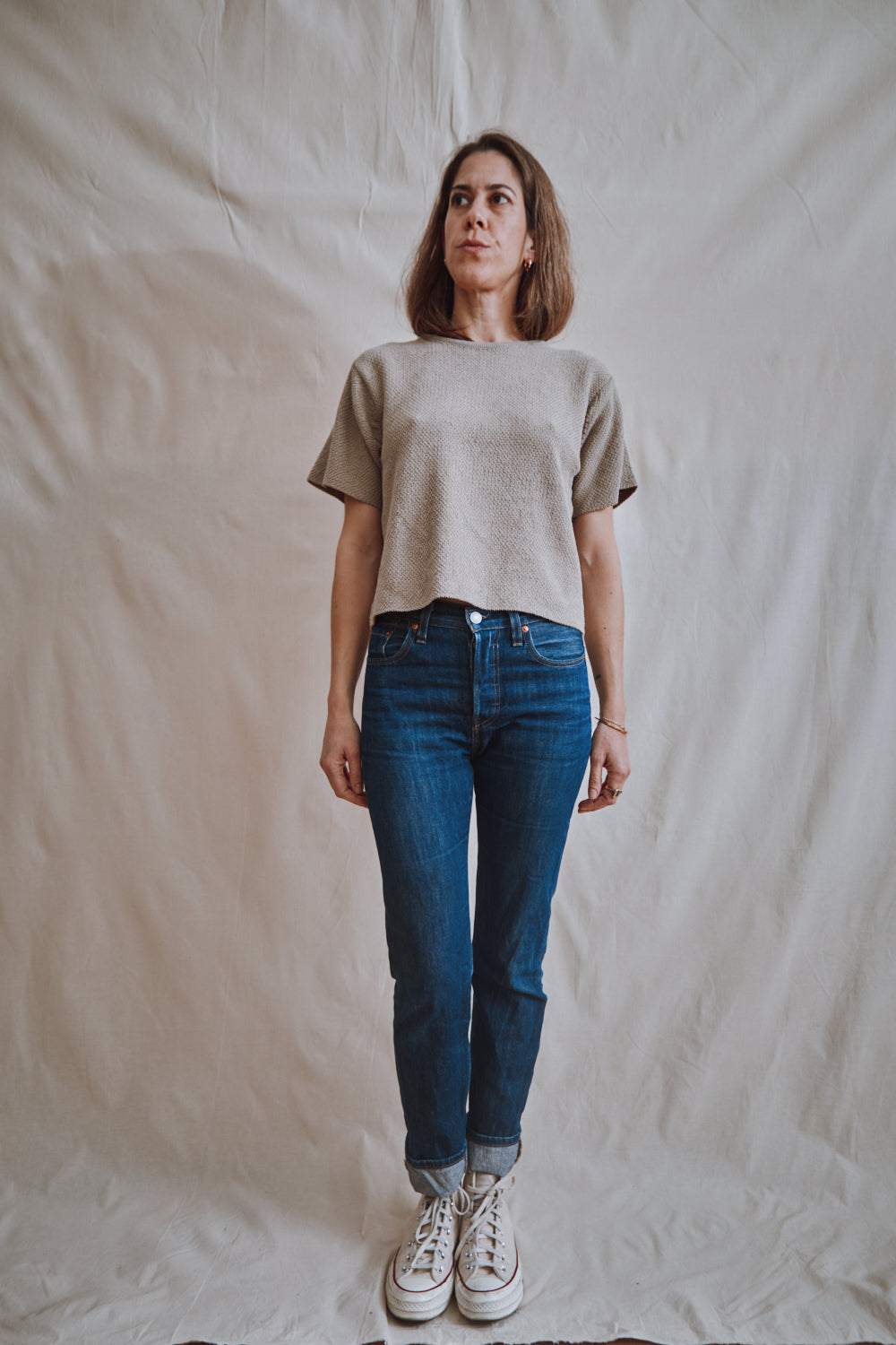 Item #322 - LÉA Short-Sleeve Tee in Organic Cotton - Pearl grey