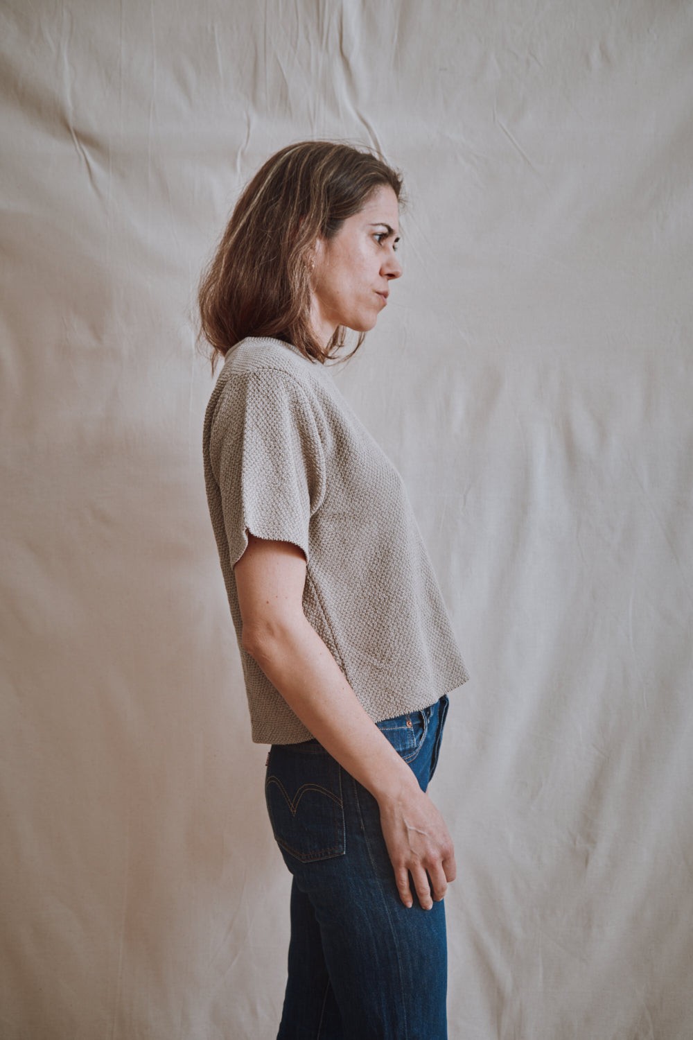 Item #322 - LÉA Short-Sleeve Tee in Organic Cotton - Pearl grey