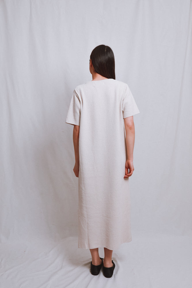 Référence n° 532 - Robe t-shirt CARLA en coton biologique - écru