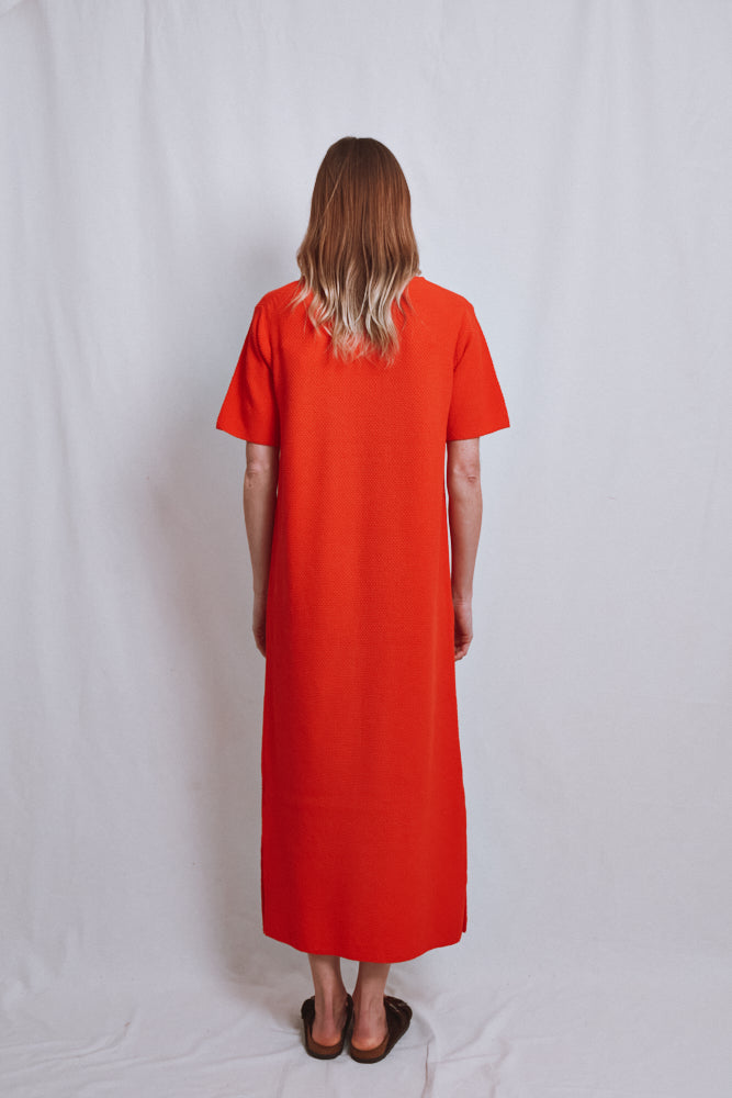 Référence n° 535 - Robe t-shirt CARLA en coton biologique - Rouge