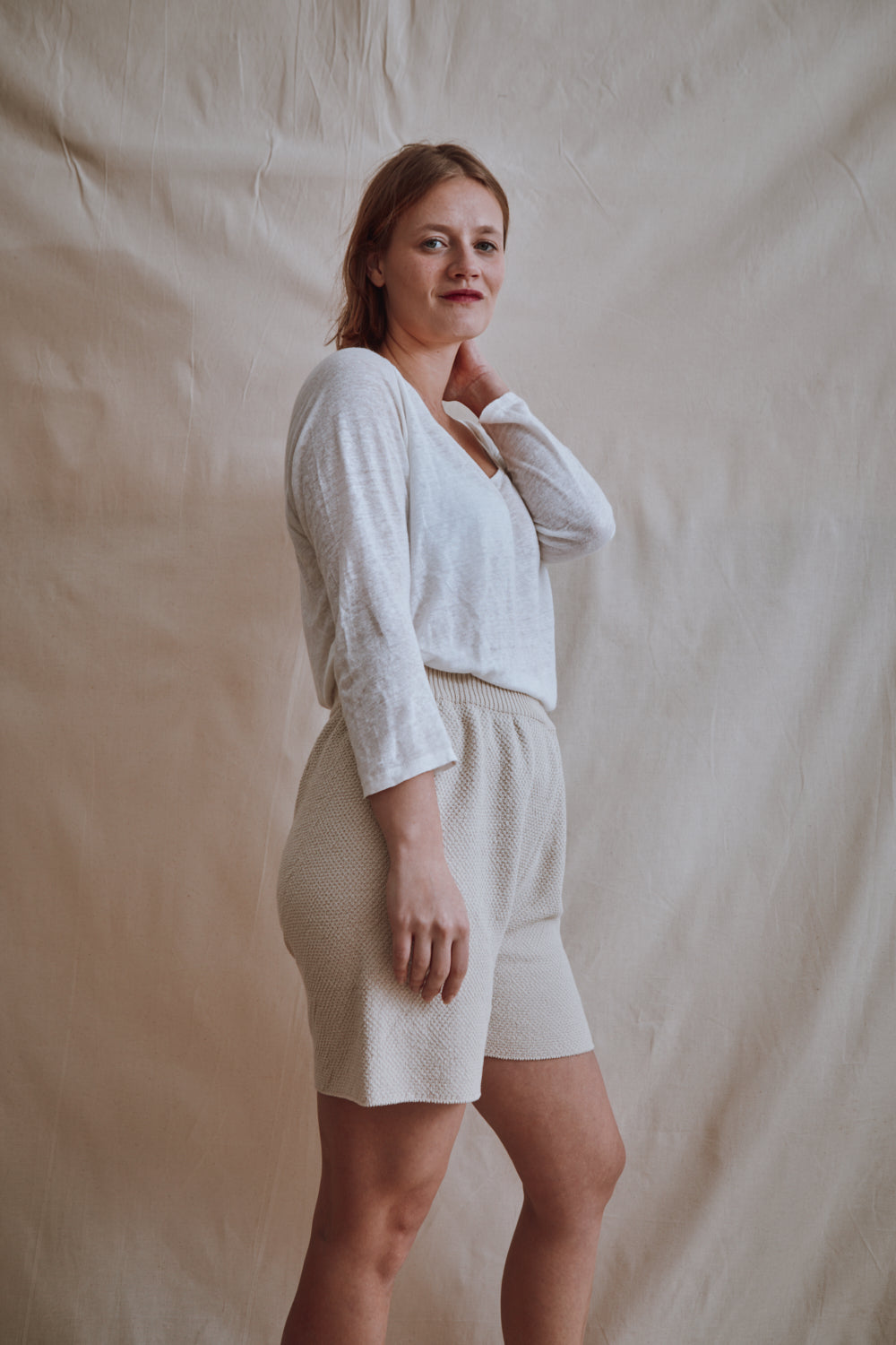 Item #336 - BILLIE Knitted Shorts in Organic Cotton - Off-White