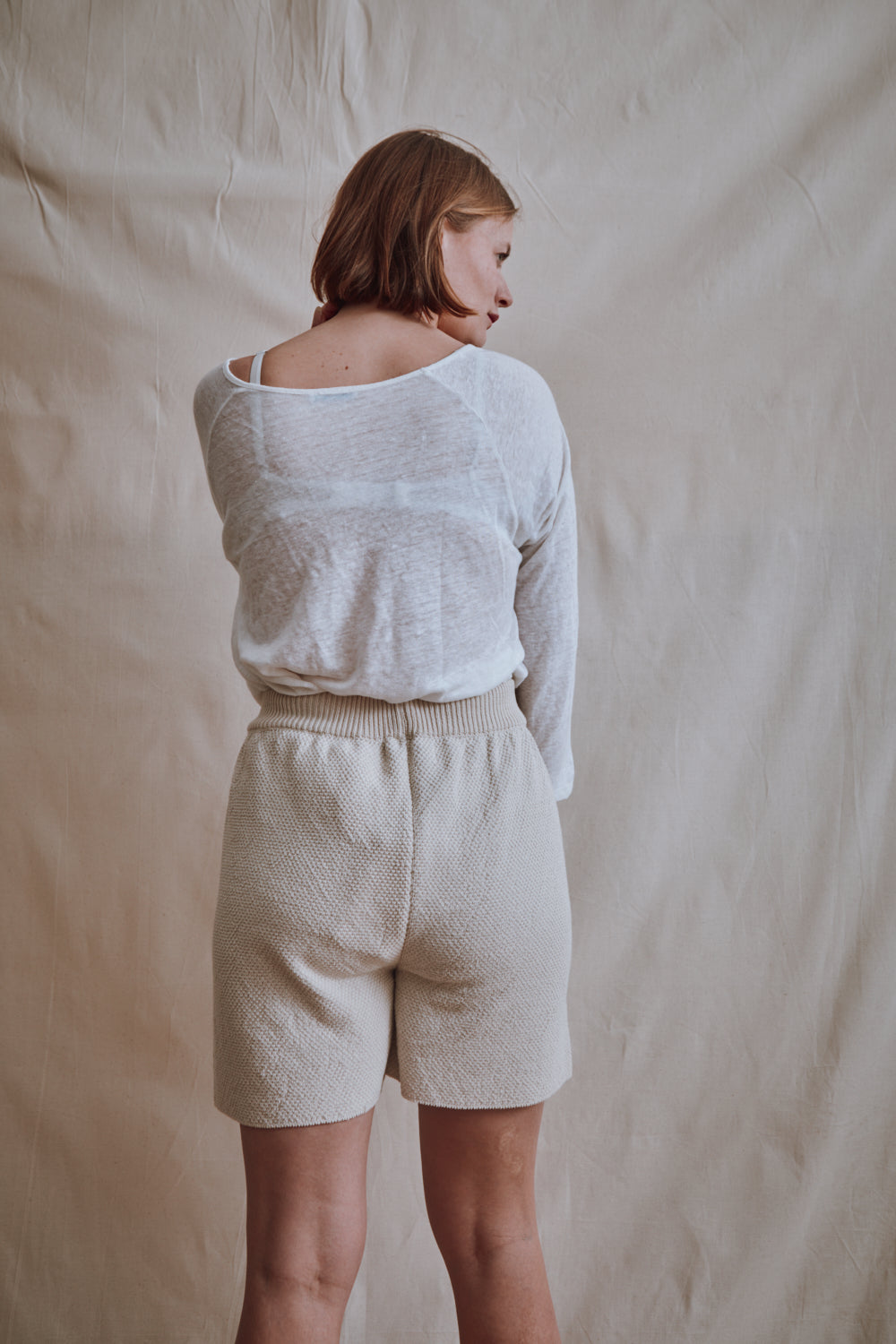 Item #336 - BILLIE Knitted Shorts in Organic Cotton - Off-White