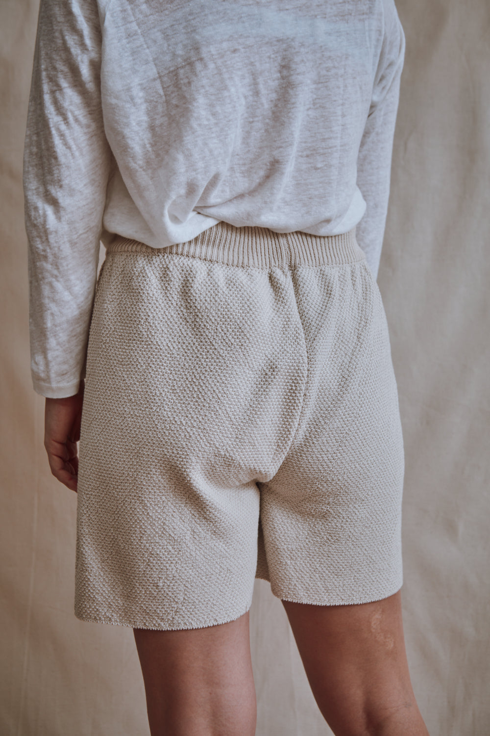 Item #336 - BILLIE Knitted Shorts in Organic Cotton - Off-White
