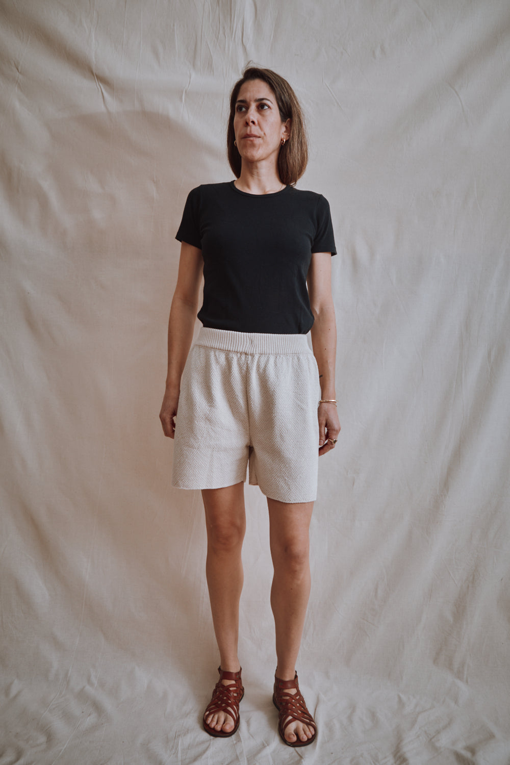Item #337 - BILLIE Knitted Shorts in Organic Cotton - Off-White