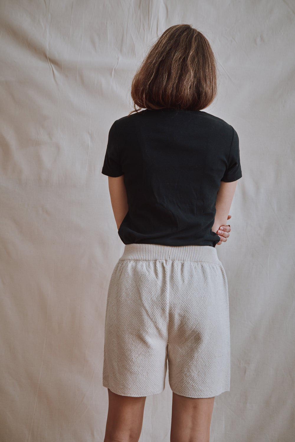 Item #337 - BILLIE Knitted Shorts in Organic Cotton - Off-White