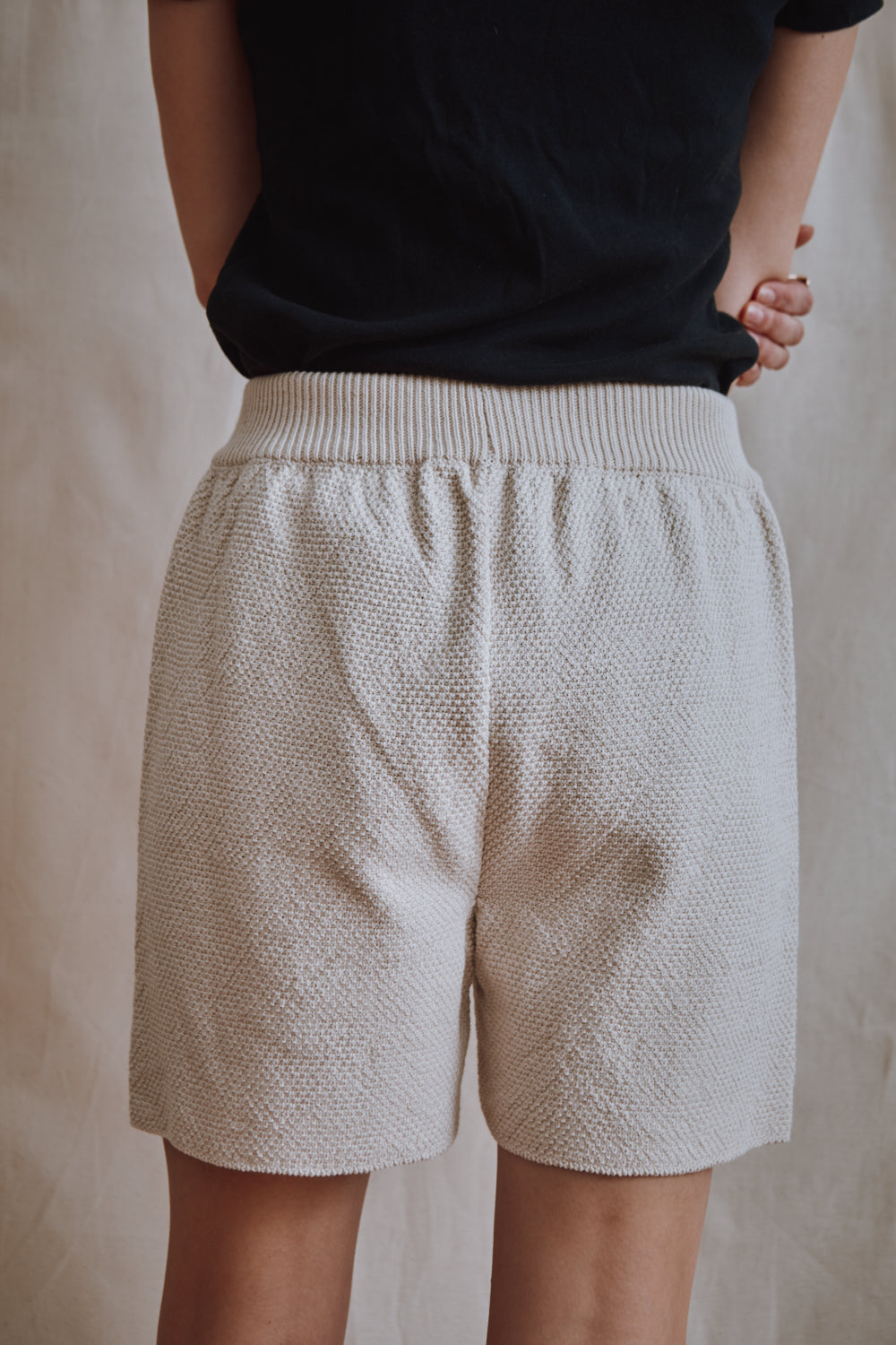 Item #337 - BILLIE Knitted Shorts in Organic Cotton - Off-White