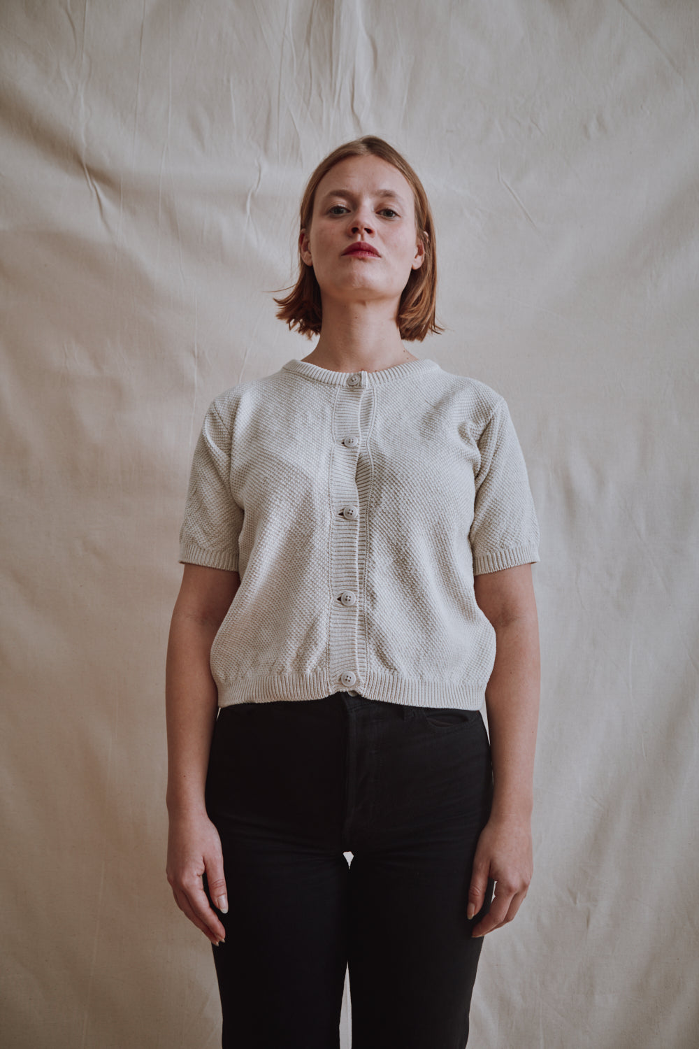 Item #344 - SARAH Cotton Cardigan- Off-White