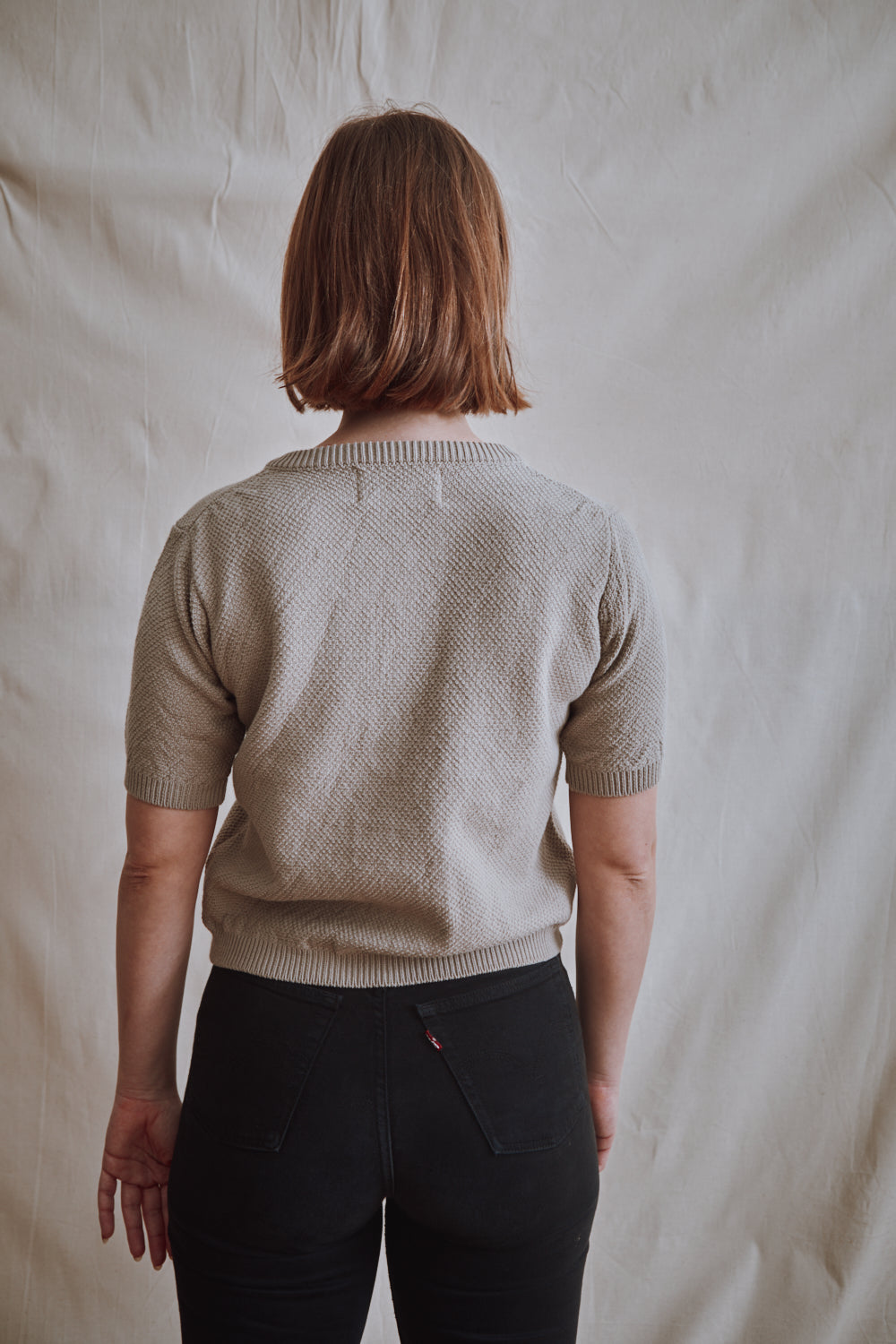 Item #346 - SARAH Cotton Cardigan- Pearl grey