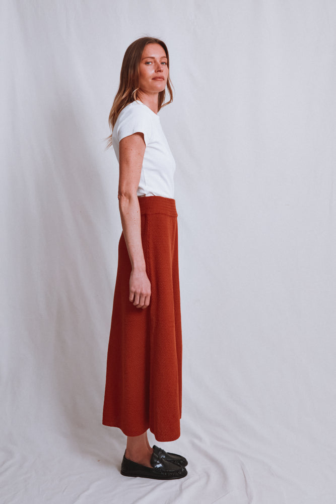 Item #547 - GILDA Long Skirt in Organic Cotton - Earth Red