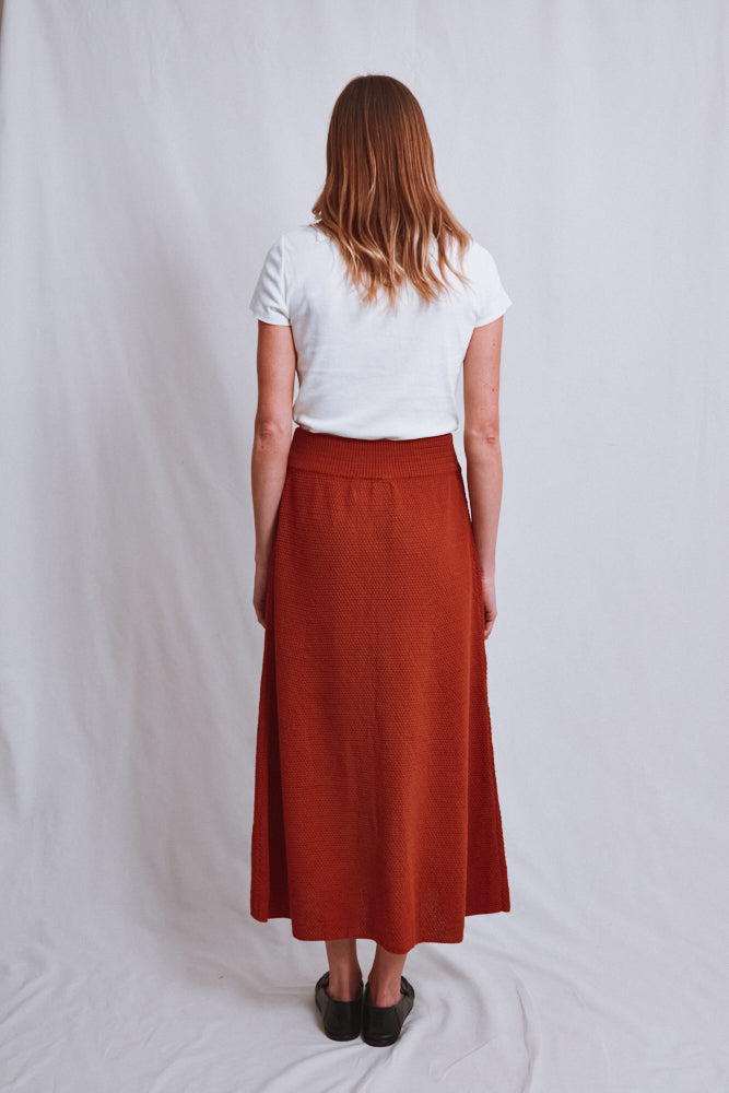 Item #547 - GILDA Long Skirt in Organic Cotton - Earth Red