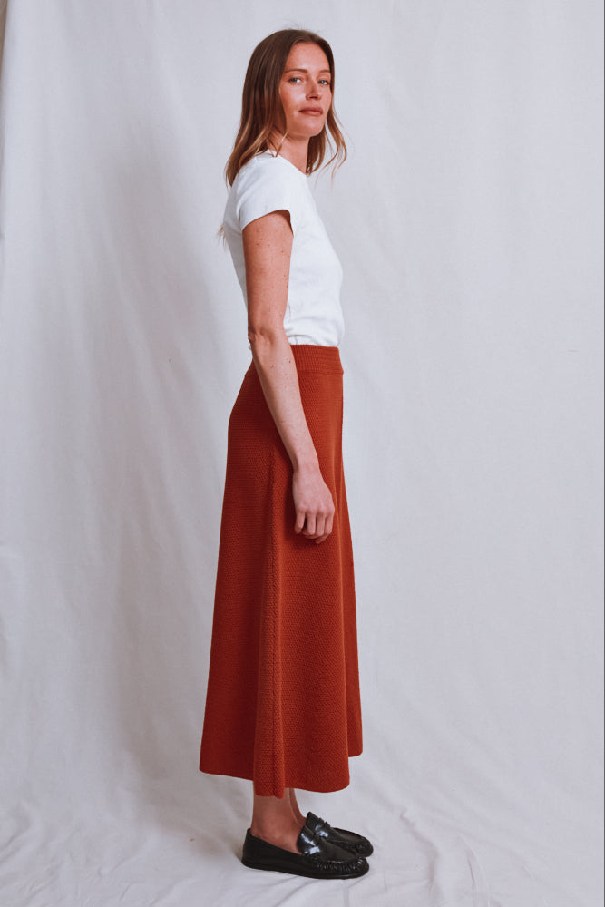 Item #548 - GILDA Long Skirt in Organic Cotton - Earth Red