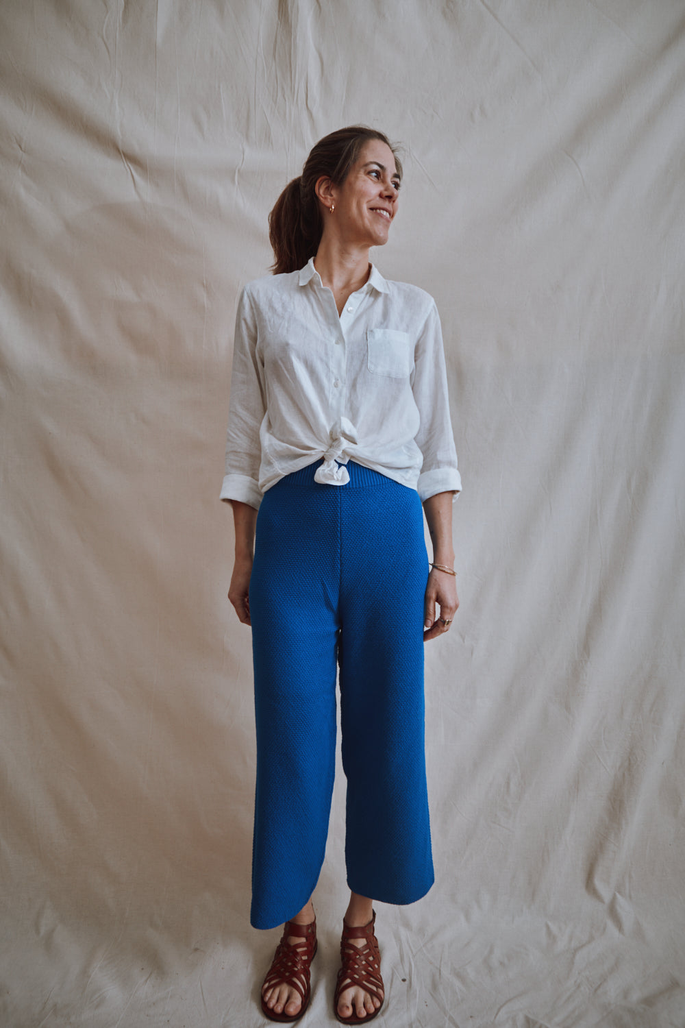 Item #366 - LOUISA Cropped Pants in Organic Cotton - Cobalt Blue