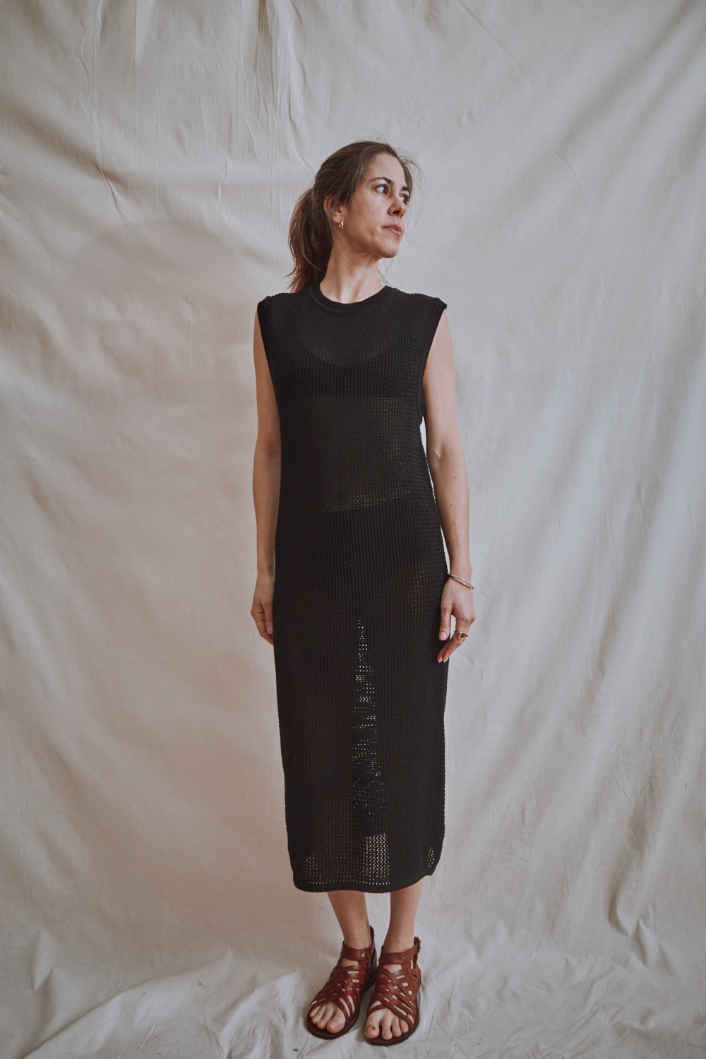 cotton dresses woman out holes KATI Sleeveless Maxi Dress in Organic Cotton